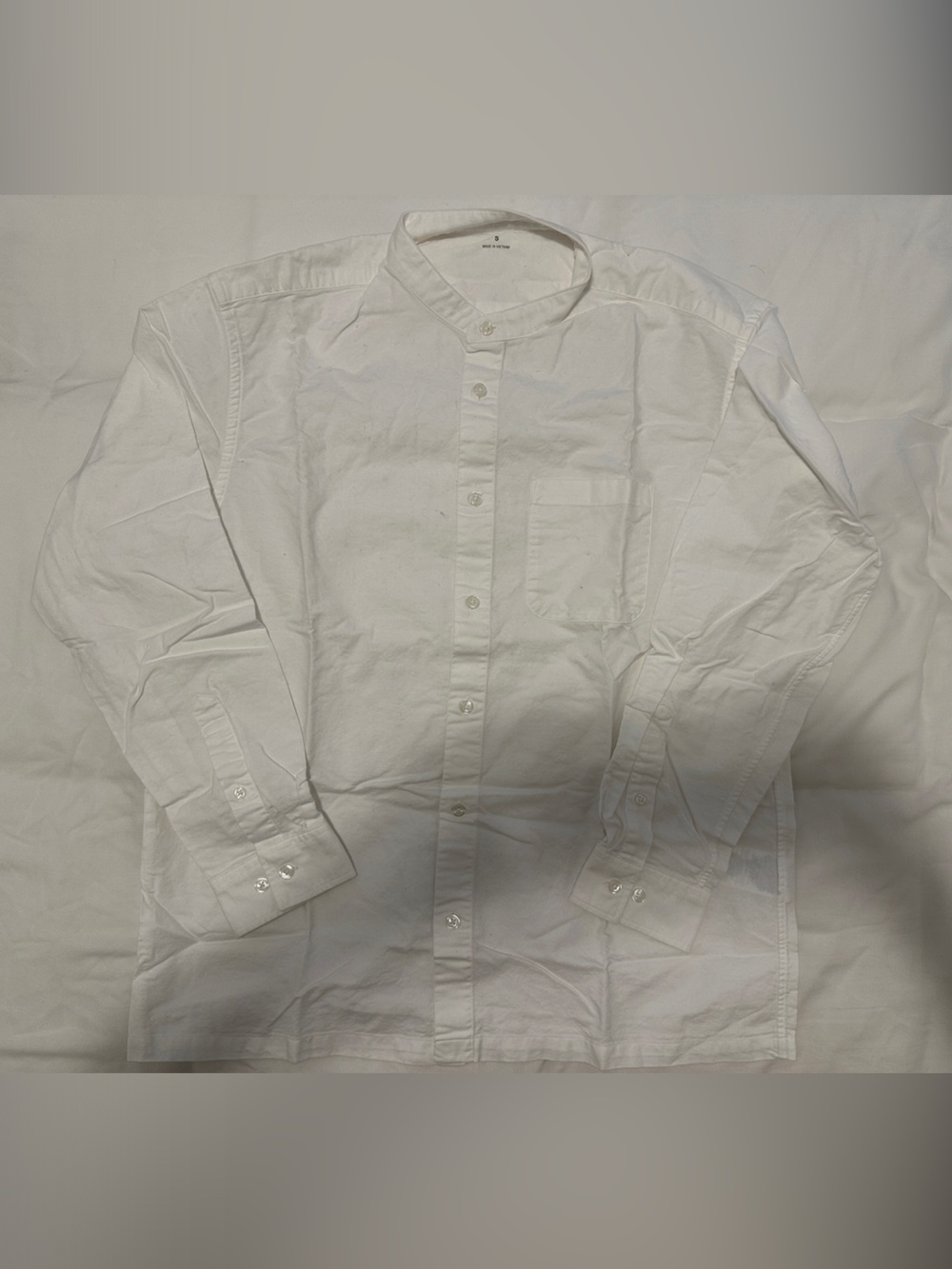 Brand New MUJI Men’s Oxford Stand Collar White Button-Up Shirt